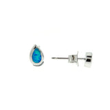 Silver Blue Fire Opal Teardrop Studs