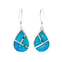 Blue Opal Panel Teardrop Earrings