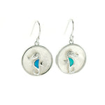 Blue Opal Seahorse and Mother of Pearl Earrings