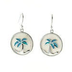 Blue Opal Palm Tree and Mother of Pearl Earrings