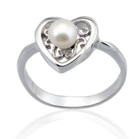 Pearl Filigree Heart Ring