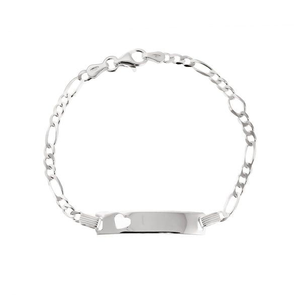 Figaro Baby ID Bracelet with Cut Out Heart