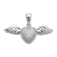 CZ Heart with Wings Pendant