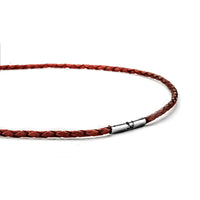 Braided Red Leather Cord Necklace