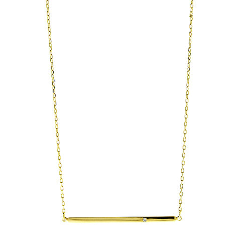Gold Bar with CZ Necklace