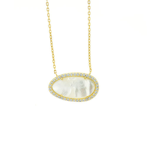 Gold Vermeil CZ Mother of Pearl Necklace