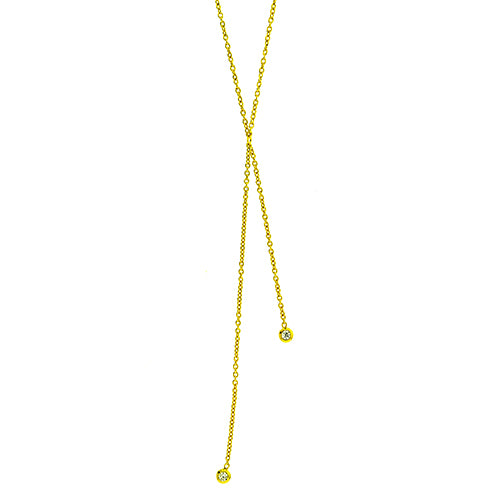 Two CZ Lariat Necklace