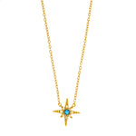 Gold Vermeil Blue Opal and CZ Star Necklace