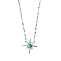 Blue Opal and CZ Star Necklace