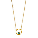 Gold Vermeil Floating Blue Opal Circle Necklace