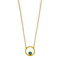 Gold Vermeil Floating Blue Opal Circle Necklace