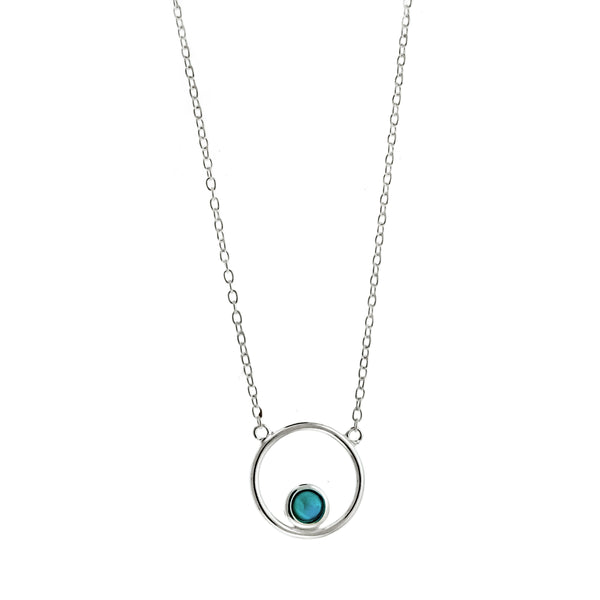 Floating Blue Opal Circle Necklace