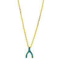 Blue Turquoise Nano Wishbone Necklace