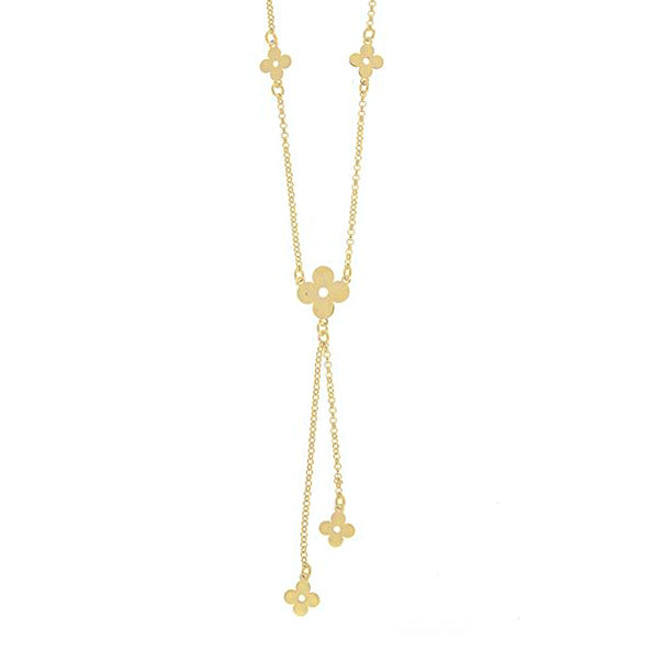 Gold Clover Lariat Necklace