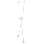 Silver Clover Lariat Necklace