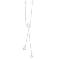 Silver Clover Lariat Necklace