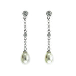 Pearl and CZ Dangling Earrings