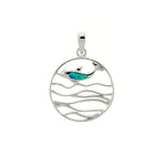 Round Blue Opal Dolphin Pendant