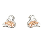 Rose Gold Swan Earrings