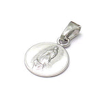 Rhodium Round Lady of Guadalupe Medal Pendant