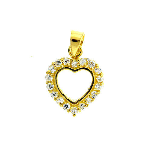 Gold Vermeil CZ Heart Pendant