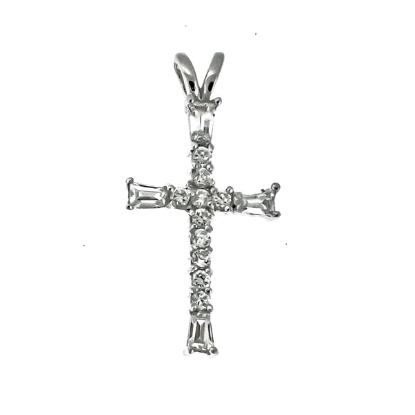 CZ Baguette Cross Pendant