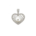 CZ Heart and Pearl Pendant