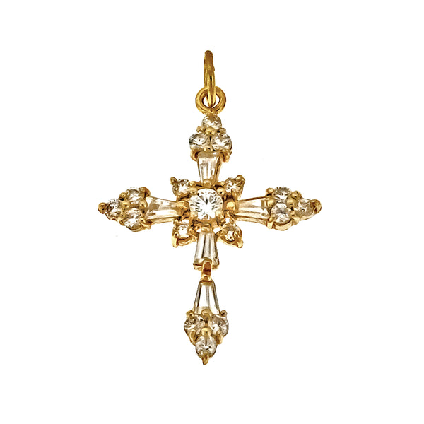 Gold Vermeil CZ Chantilly Cross Pendant