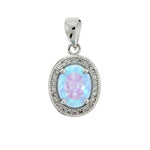 Oval CZ Opal Halo Pendant