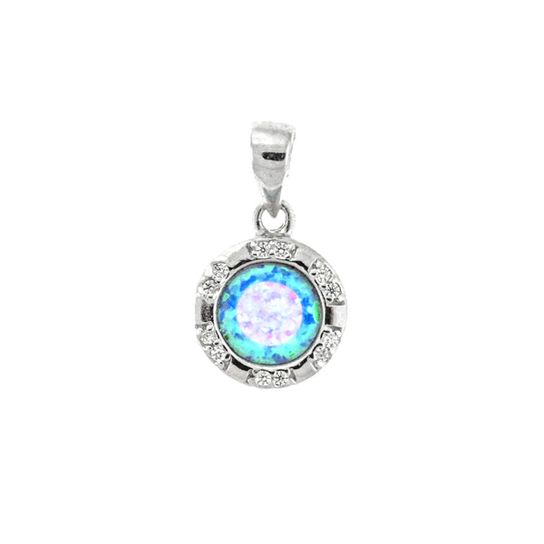 Round Opal and CZ Pendant