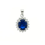 Sapphire and CZ Sunflower Pendant