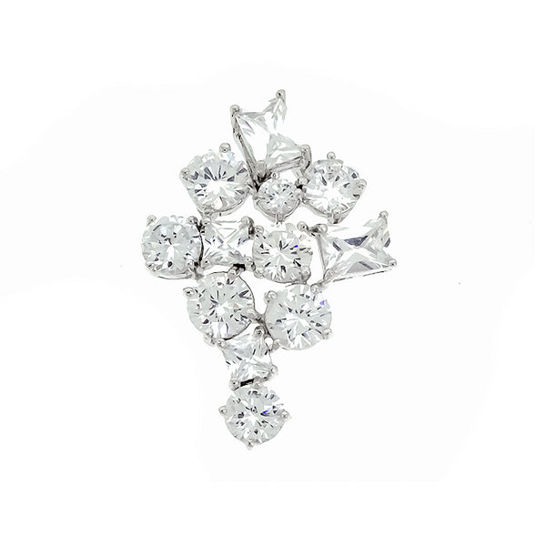 Square and Round CZ Cluster Slide Pendant