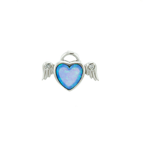 Blue Opal Heart Wing Pendant