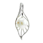 Pearl CZ Leaf Pendant