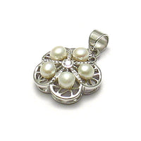 Pearl and CZ Flower Pendant