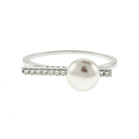 Pearl with CZ Line Ring