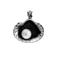 Oxidized Pearl Clam Shell Pendant