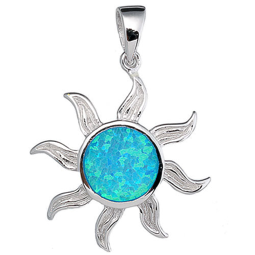 Blue Opal Sun Pendant