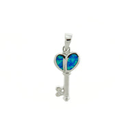 Blue Opal Key Pendant