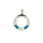 Blue Opal Round Greek Key Pendant