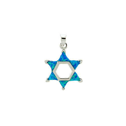Blue Opal Star of David Pendant