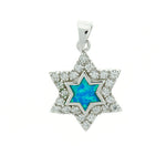 Blue Opal and CZ Star Pendant