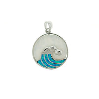 Blue Opal and Mother of Pearl Wave Pendant