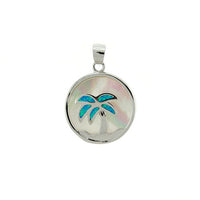 Blue Opal Palm Tree and Mother of Pearl Pendant