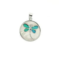 Blue Opal Dragonfly and Mother of Pearl Pendant