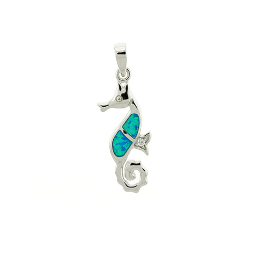 Blue Opal Seahorse Pendant