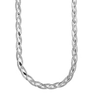 Rhodium Braided Herringbone Chain