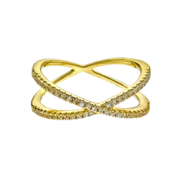 Gold Vermeil CZ X Ring