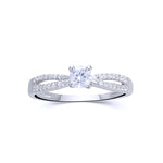 4mm CZ Double Band Solitaire Ring