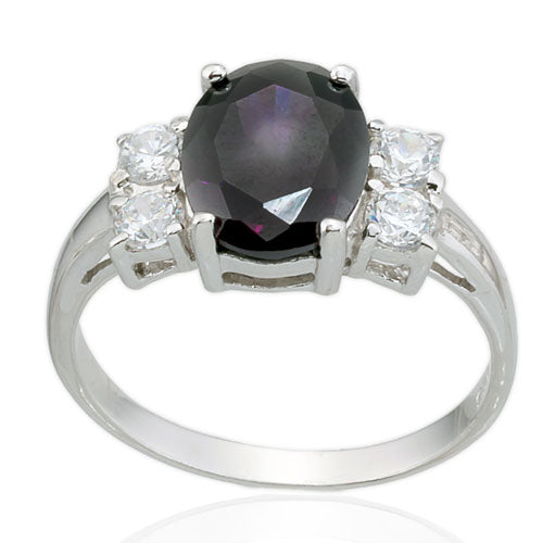 Oval Amethyst and CZ Ring